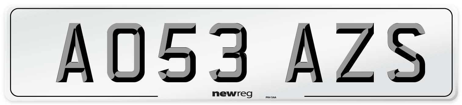 AO53 AZS Number Plate from New Reg